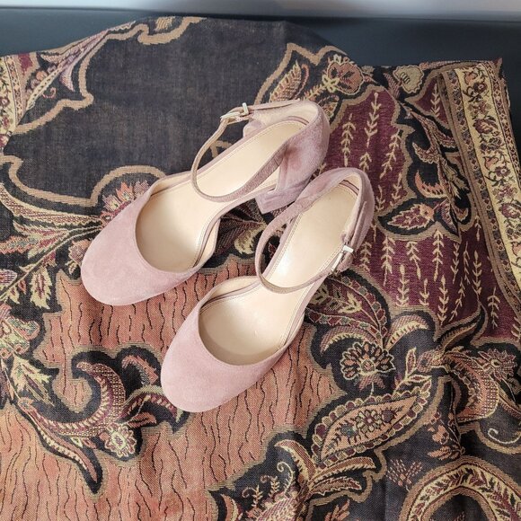 Gianni Bini Womens Ankle Strap Block Heel Suede Shoes Size 8.5M Pink - Picture 1 of 14